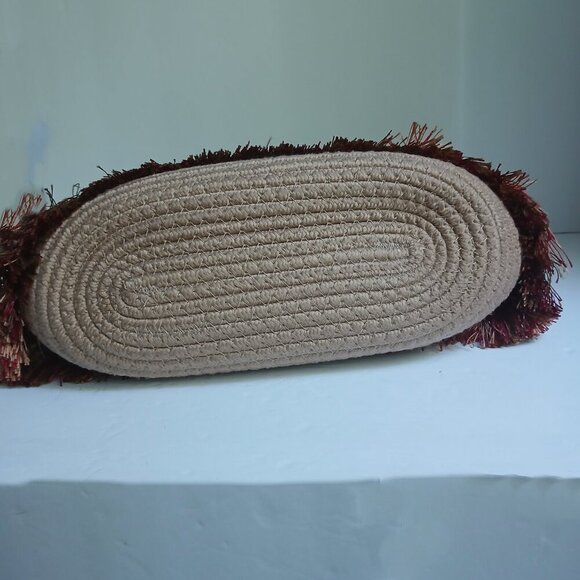 Soft Natural Rope Satchel Tote Bag Rich Circular Handle Embroidery & Fringe - Picture 6 of 9